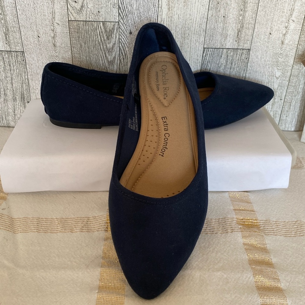 6/$20 Ophelia Roe Navy "Phoebe" Memory Foam Extra Comfort Fabric Upper 7.5 EUC